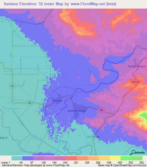 Santana,Dominican Republic Elevation Map