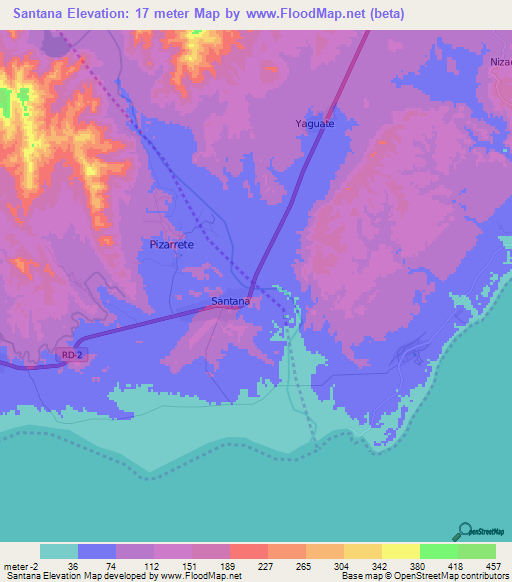 Santana,Dominican Republic Elevation Map