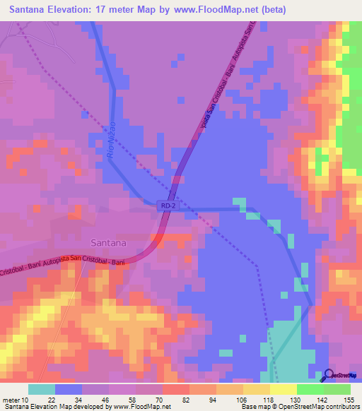 Santana,Dominican Republic Elevation Map