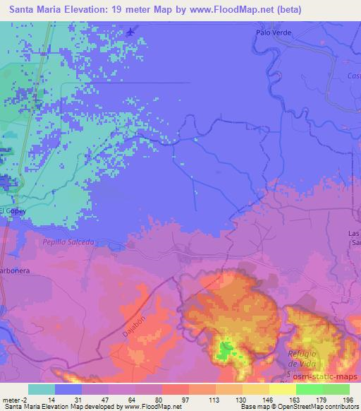 Santa Maria,Dominican Republic Elevation Map