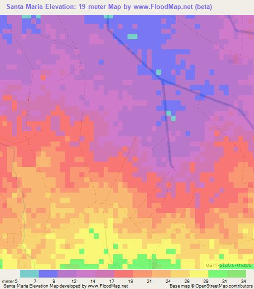 Santa Maria,Dominican Republic Elevation Map