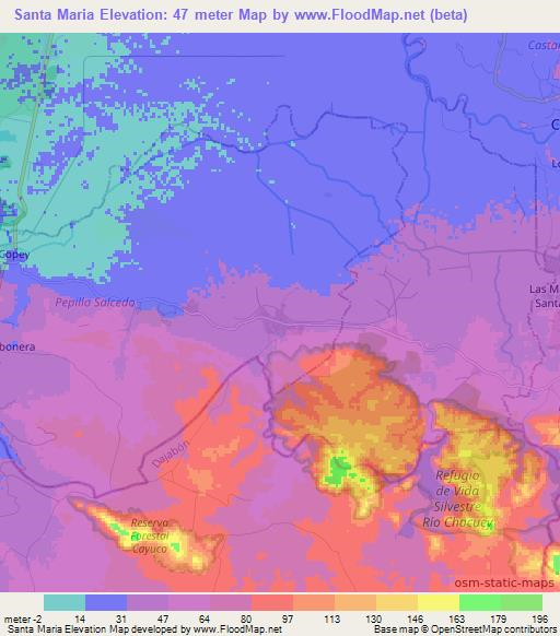 Santa Maria,Dominican Republic Elevation Map