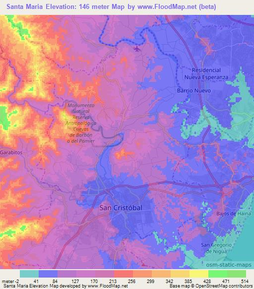 Santa Maria,Dominican Republic Elevation Map