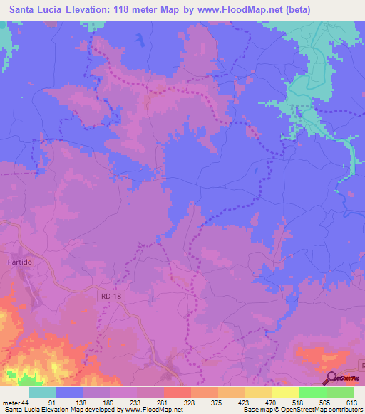 Santa Lucia,Dominican Republic Elevation Map