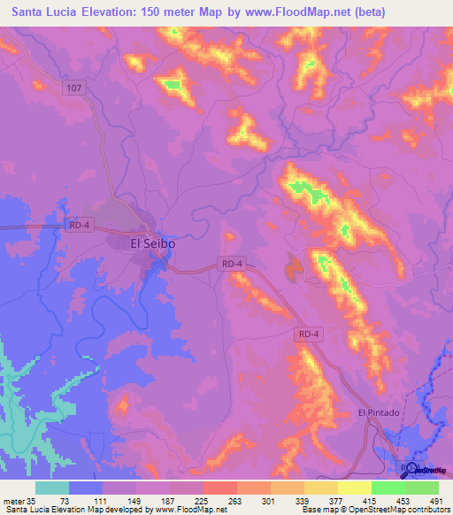 Santa Lucia,Dominican Republic Elevation Map