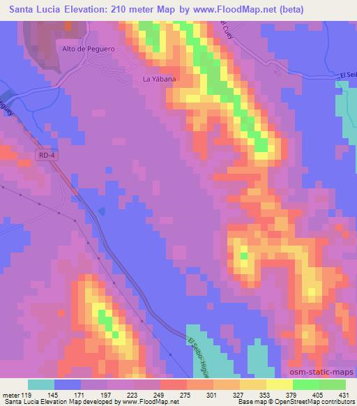 Santa Lucia,Dominican Republic Elevation Map