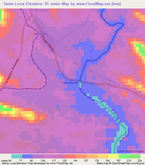 Santa Lucia,Dominican Republic Elevation Map