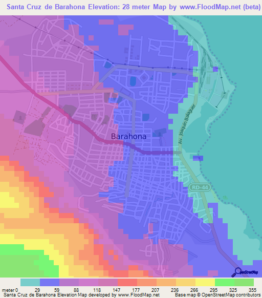 Santa Cruz de Barahona,Dominican Republic Elevation Map