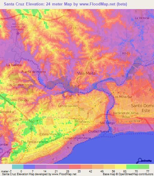 Santa Cruz,Dominican Republic Elevation Map