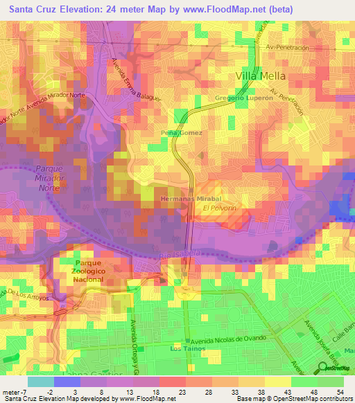 Santa Cruz,Dominican Republic Elevation Map