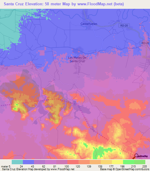 Santa Cruz,Dominican Republic Elevation Map