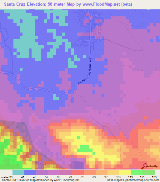 Santa Cruz,Dominican Republic Elevation Map