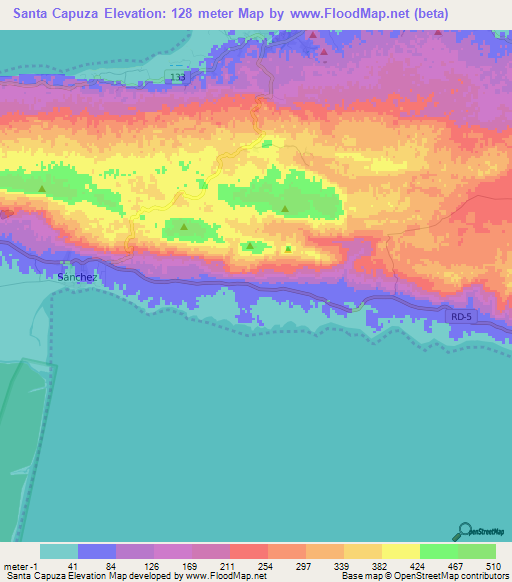 Santa Capuza,Dominican Republic Elevation Map