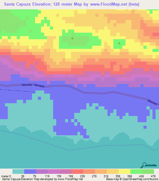 Santa Capuza,Dominican Republic Elevation Map