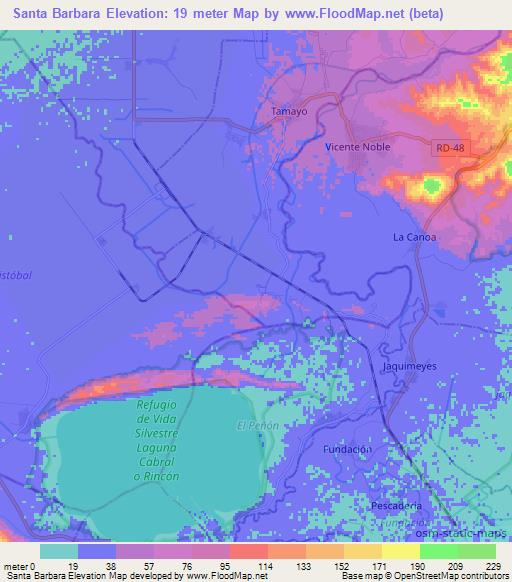 Santa Barbara,Dominican Republic Elevation Map