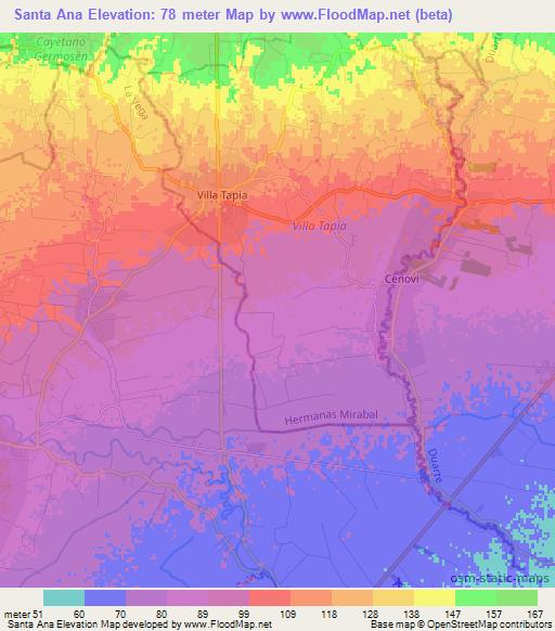 Santa Ana,Dominican Republic Elevation Map