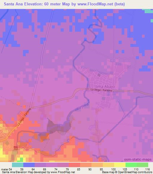 Santa Ana,Dominican Republic Elevation Map