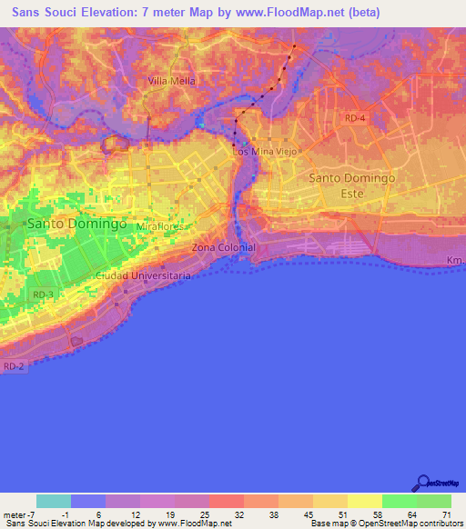 Sans Souci,Dominican Republic Elevation Map