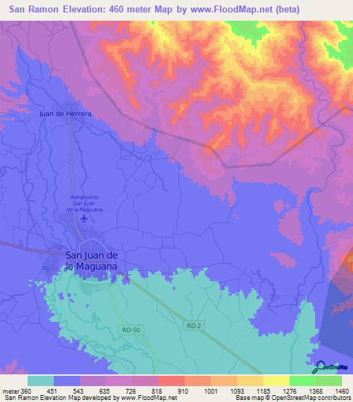 San Ramon,Dominican Republic Elevation Map