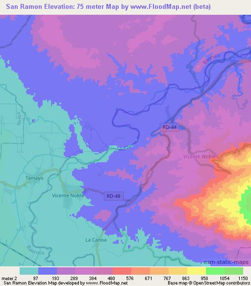 San Ramon,Dominican Republic Elevation Map