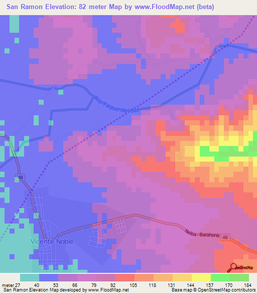 San Ramon,Dominican Republic Elevation Map