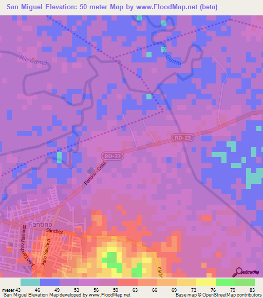 San Miguel,Dominican Republic Elevation Map