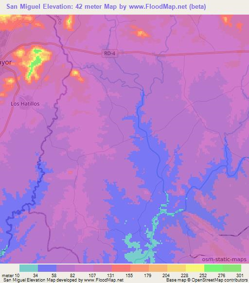 San Miguel,Dominican Republic Elevation Map