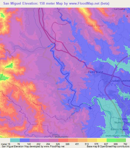 San Miguel,Dominican Republic Elevation Map