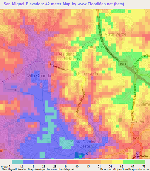 San Miguel,Dominican Republic Elevation Map