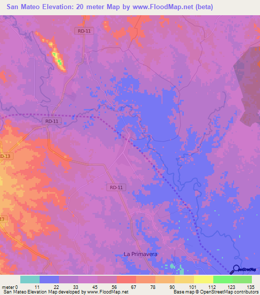 San Mateo,Dominican Republic Elevation Map