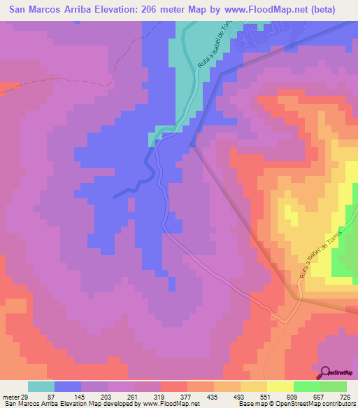 San Marcos Arriba,Dominican Republic Elevation Map