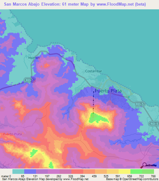 San Marcos Abajo,Dominican Republic Elevation Map