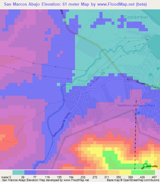 San Marcos Abajo,Dominican Republic Elevation Map