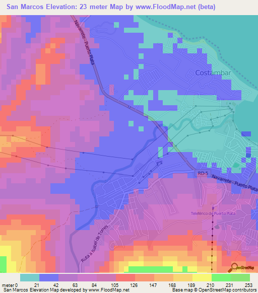 San Marcos,Dominican Republic Elevation Map