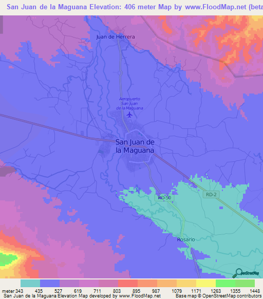 San Juan de la Maguana,Dominican Republic Elevation Map