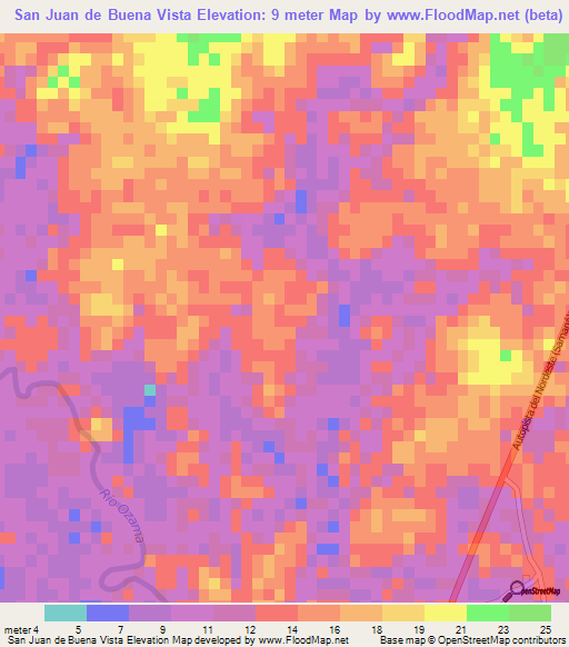 San Juan de Buena Vista,Dominican Republic Elevation Map