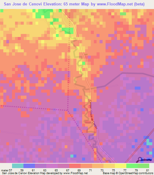 San Jose de Cenovi,Dominican Republic Elevation Map