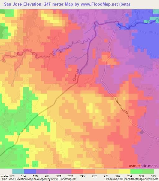 San Jose,Dominican Republic Elevation Map