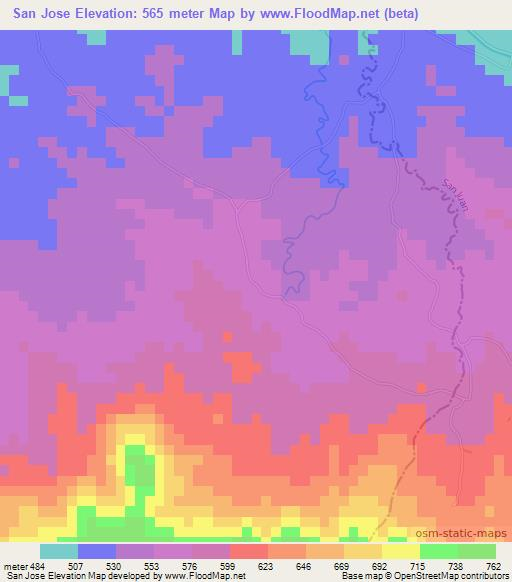 San Jose,Dominican Republic Elevation Map