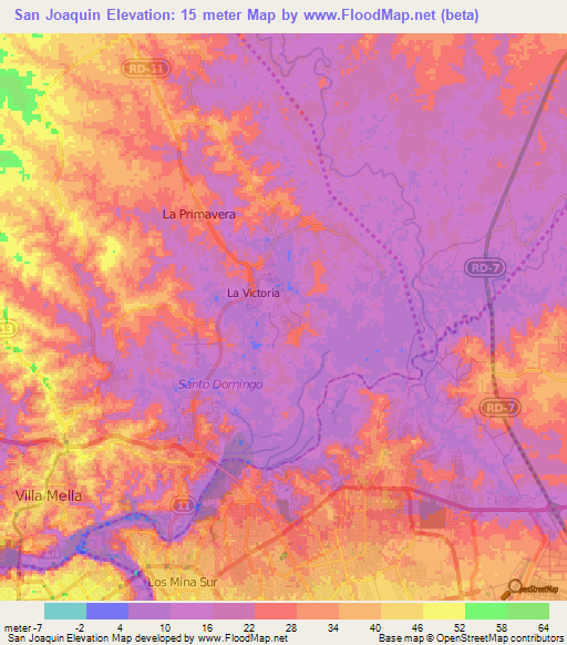 San Joaquin,Dominican Republic Elevation Map