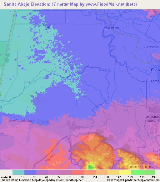 Sanita Abajo,Dominican Republic Elevation Map