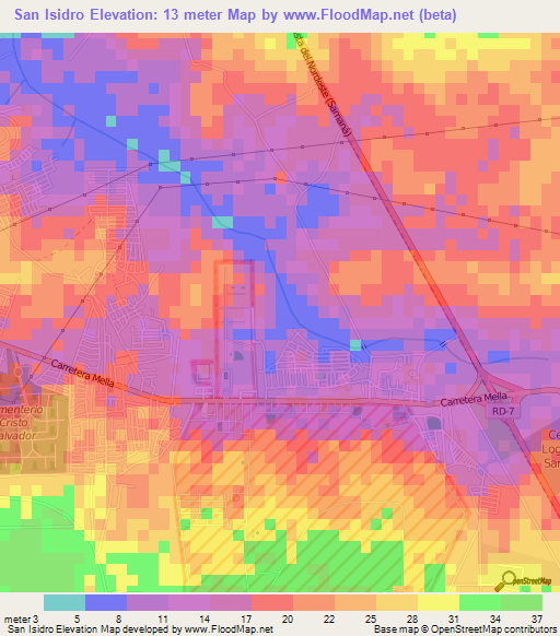 San Isidro,Dominican Republic Elevation Map