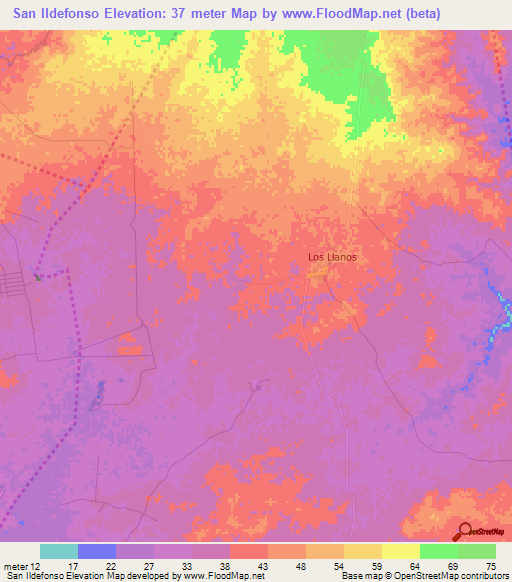 San Ildefonso,Dominican Republic Elevation Map