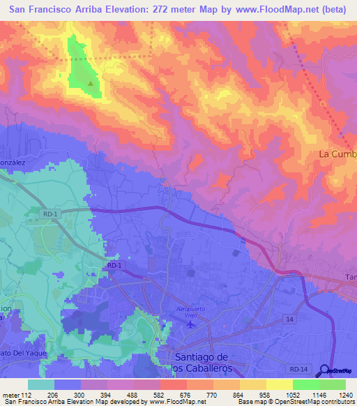 San Francisco Arriba,Dominican Republic Elevation Map