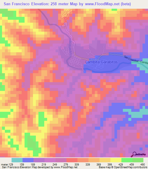 San Francisco,Dominican Republic Elevation Map