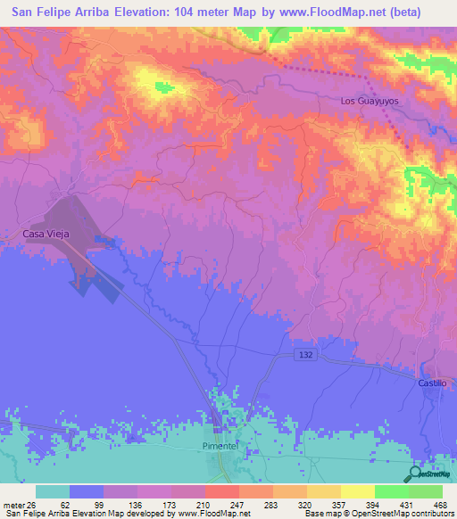 San Felipe Arriba,Dominican Republic Elevation Map