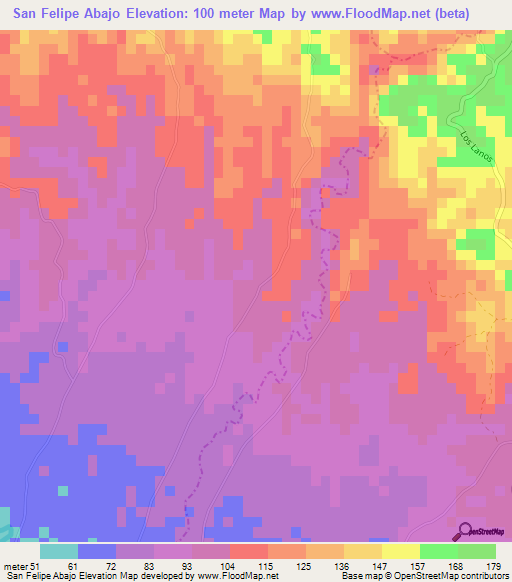 San Felipe Abajo,Dominican Republic Elevation Map