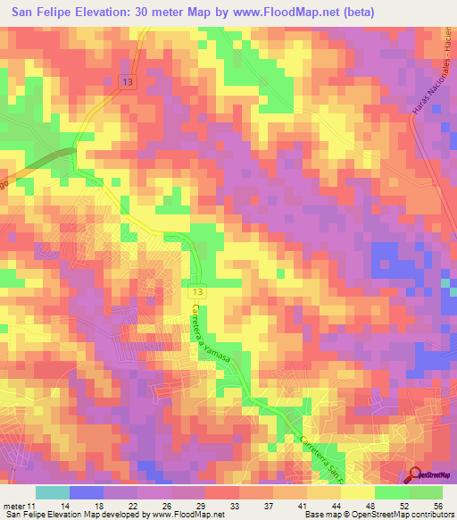 San Felipe,Dominican Republic Elevation Map