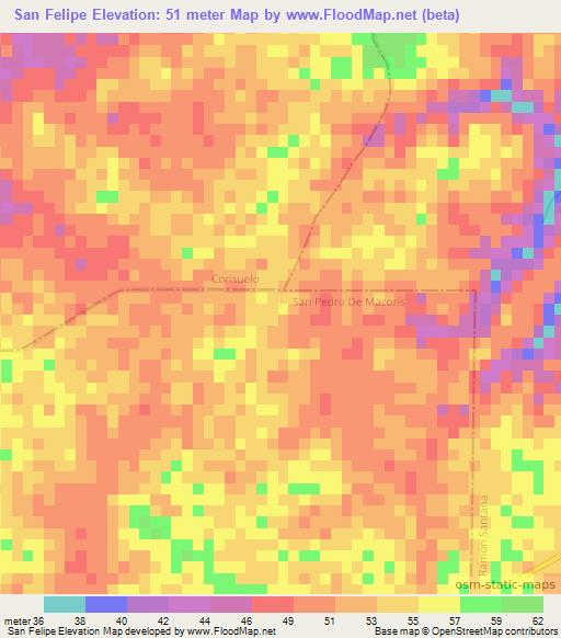 San Felipe,Dominican Republic Elevation Map