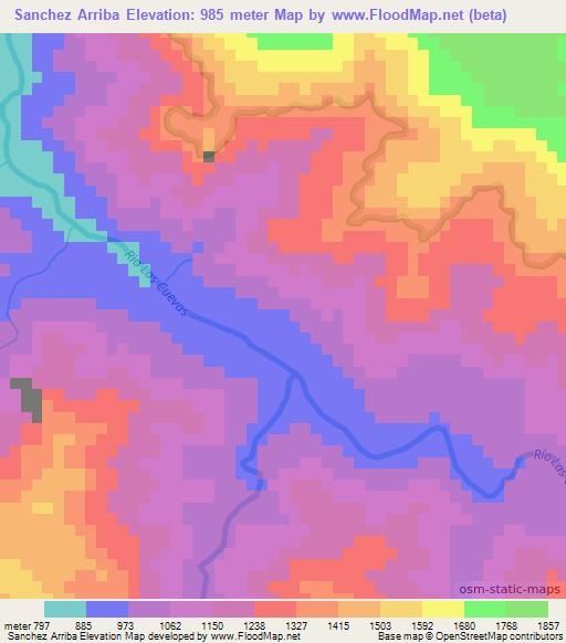 Sanchez Arriba,Dominican Republic Elevation Map